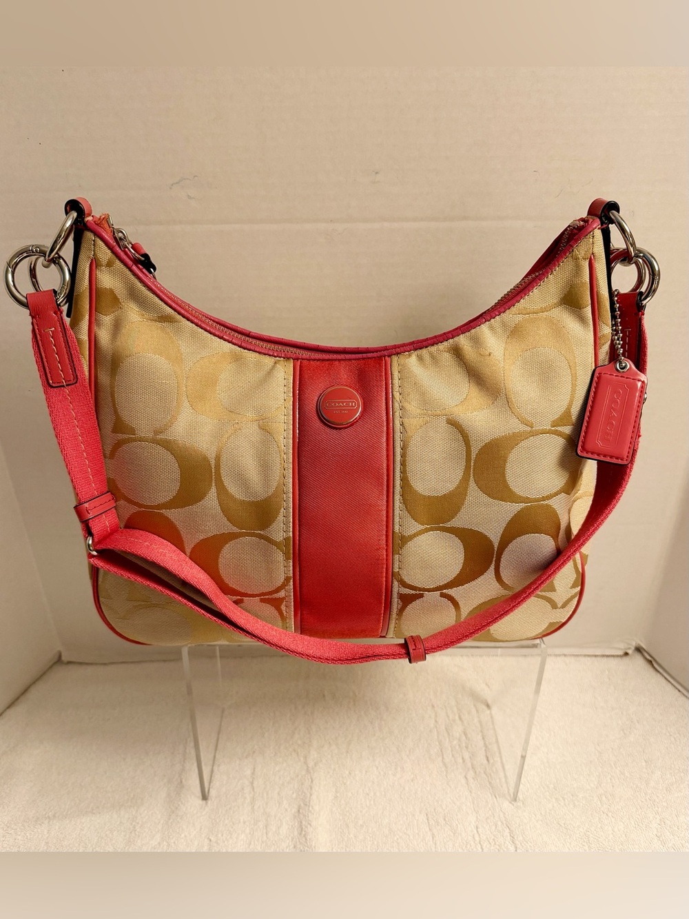 Discontinued Coach Signature Jacquard Stripe Hobo Bag F21873 – Authenticated